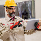 KAYGO Safety Work Gloves PU Coated for Men and Women- KG11P,12 Pairs,Seamless Knit Glove with Two Fingers Touchscreen,Ideal for General Duty Work (Red,S)