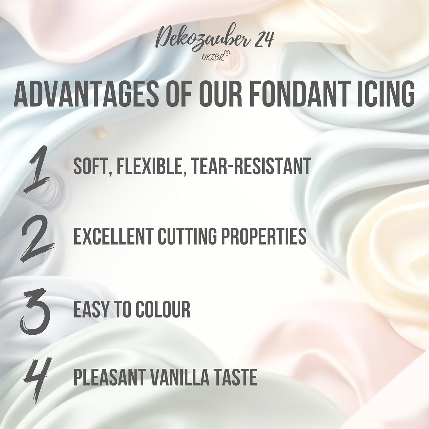 Dekozauber24 Fondant icing multipack, 5 pastel colors, 3.5oz (100g) rolled fondant per color, for cakes, cupcakes and figurines in pastel colored green, blue, pink, peach and yellow (PASTEL)