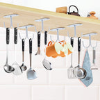 Mocoum Under Cabinet Mug Hooks, Rustic Mug Organizer Rack Coffee Cup Holder Mug Rack Under Shelf Hanging Hooks Rack for Mugs, Coffee Cups and Kitchen Utensils Display (White, 6)
