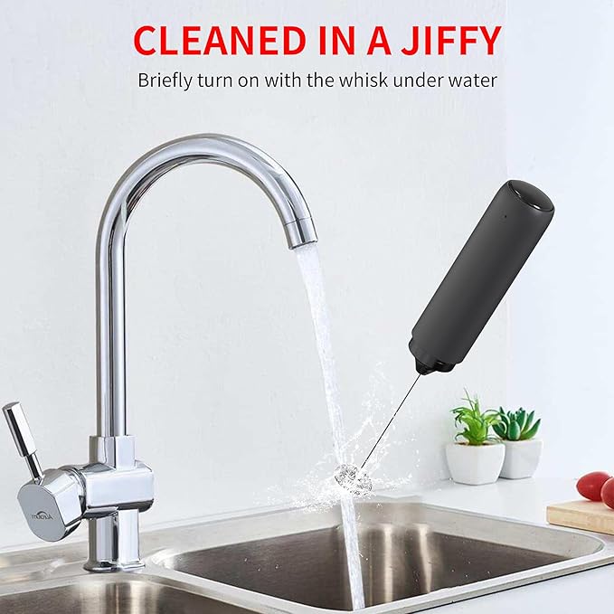 Rechargeable Milk Frother Wand for Coffee, Handheld Electric Foam Maker Detachable Stainless Steel Whisk Drink Mixer Foamer for Lattes, Cappuccino, Egg, No Stand