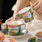 ACMLIFE Tea Cup and Saucer Set for 1, Vintage Floral Bone China Tea Cup Set with Saucer 24K Gold, Porcelain Tea Cup with Spoon and Gift Box, 6.8 oz (Green)