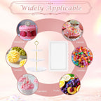 PinCute 5 Pcs Dessert Table Display Set - 2 X Cupcake Stand Holder/Cup Cake Tier Tower & 3 X Serving Tray Combo for Tea Party, Birthday, Baby Shower (Wave Round)