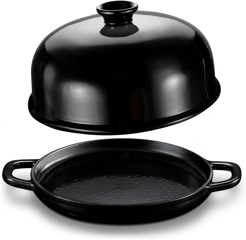 Kook Bread Oven, Sourdough Pan with Lid and Handles, Enameled Cast Iron Pan and Ceramic Lid, For Baking, Cooking, Roasting, Black