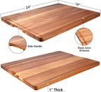 24"x18" XXL Extra Large Acacia Wood Cutting Boards for Kitchen Meat Big Wooden Cheese Charcuterie Board Hardwood Solid Chopping Board Bread Thick Olive Butcher Block Giant Turkey Serving Carving Board