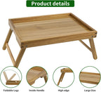 VaeFae Acacia Bed Table Tray, Wooden Breakfast Tray with Folding Legs, Bed Tray for Eating and Laptop, Eating Trays for Bedroom (Large Size)