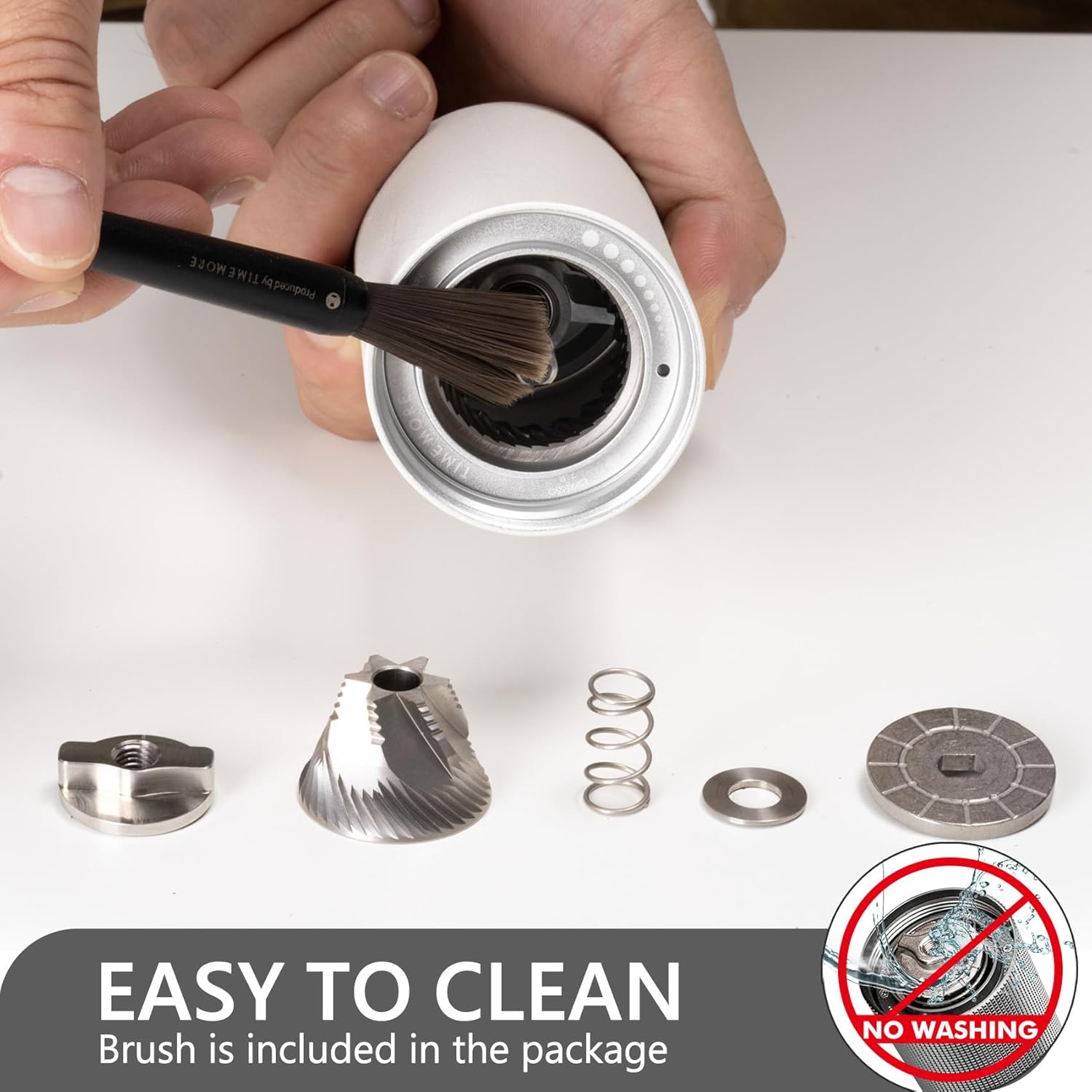 TIMEMORE Chestnut C3S Pro Manual Coffee Grinder, Stainless Steel S2C Conical Burr Coffee Grinder, Hand Coffee Grinder with Foldable Handle, Adjustable Grind Setting for Travel/Camping/Home, White