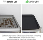 Coffee Mat for Breville 878/881, Espresso Tamper Mat, Food Grade Silicone Non-Slip, 11.42in x 9.53in, Waterproof Heat Resistant, Espresso Tamping Station for Espresso Machine Accessories (Black)