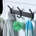 VAEHOLD Coat Hooks Wall Hook for Hanging Clothes Robes Towels Hats Heavy Duty Coat Hanger Coat Rack Wall Mount with 3 Hooks - Black