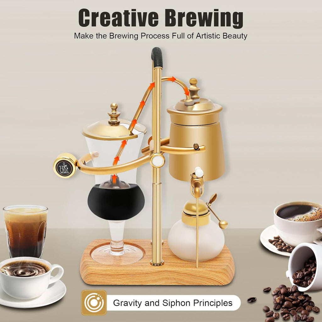 Belgian/Belgium Luxury Royal Family Balance Syphon Coffee Maker, Elegant Design Retro-Style Siphon Brewer