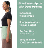 MEEMA Waist Apron with 3 Pockets | Waitress Apron | Waitress Apron with Pockets | Half Aprons With Pockets | Server Aprons Women