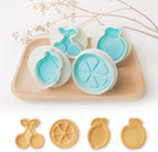 Cookie Stamps Set of 4, Cookie Press Mold, Decorating Supplies for DIY Baking, Cake, Pastry, Easy to Use- Fruit Series