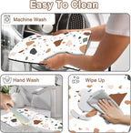 Coffee Bar Mat for Countertop, 17" X 28” Super Absorbent Dish Drying Mat, Large Kitchen Counter Mats Fits Under Coffee Maker, Non-slip Espresso Machine Pad, Terrazzo