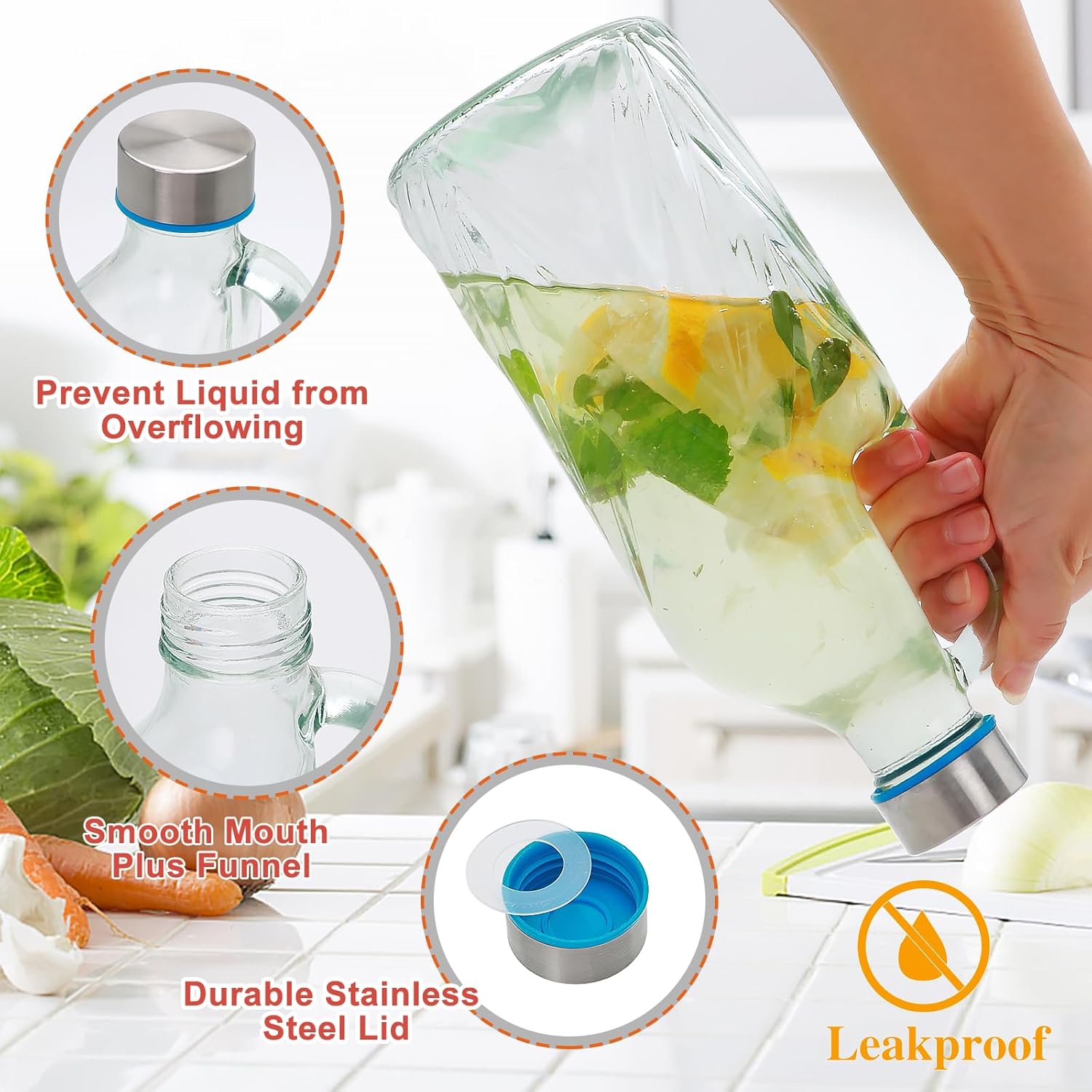 1 Pack 36oz Clear Glass Pitcher with Lid and Handle,Coffee Carafe Beverage Serveware,Water Jug for Making Tea and Juice