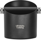 6.3 Inch Stainless Steel Knock Box Espresso Large Capacity with Non-Slip Base Espresso Knock Box Black Coffee Knock Box with Removable Knock Bar Espresso Machine Accessories