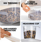 10 lbs Cereal Containers Storage - Airtight Flour Storage Container with Lids & 10 lbs Rice Dispenser, BPA Free Pantry Containers for Sugar and Cereal, White