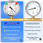 MEANLIN MEASURE -30inHG~0Psi Vacuum Pressure Gauge 1/4" NPT 2.5" FACE DIAL, Stainless Steel Liquid Filled Pressure Gauge WOG Water Oil Air Center Back Mount (with 2PCS Snaps)