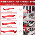 17Pcs Mechanic Hook and Pick Tool Set & Car Trim Removal Kit with Fastener Clip Pliers,Rivet Puller,Magnetic Pickup,Gasket Scraper,Non-Scratch Plastic Pry Tools for Automotive Repair-Red