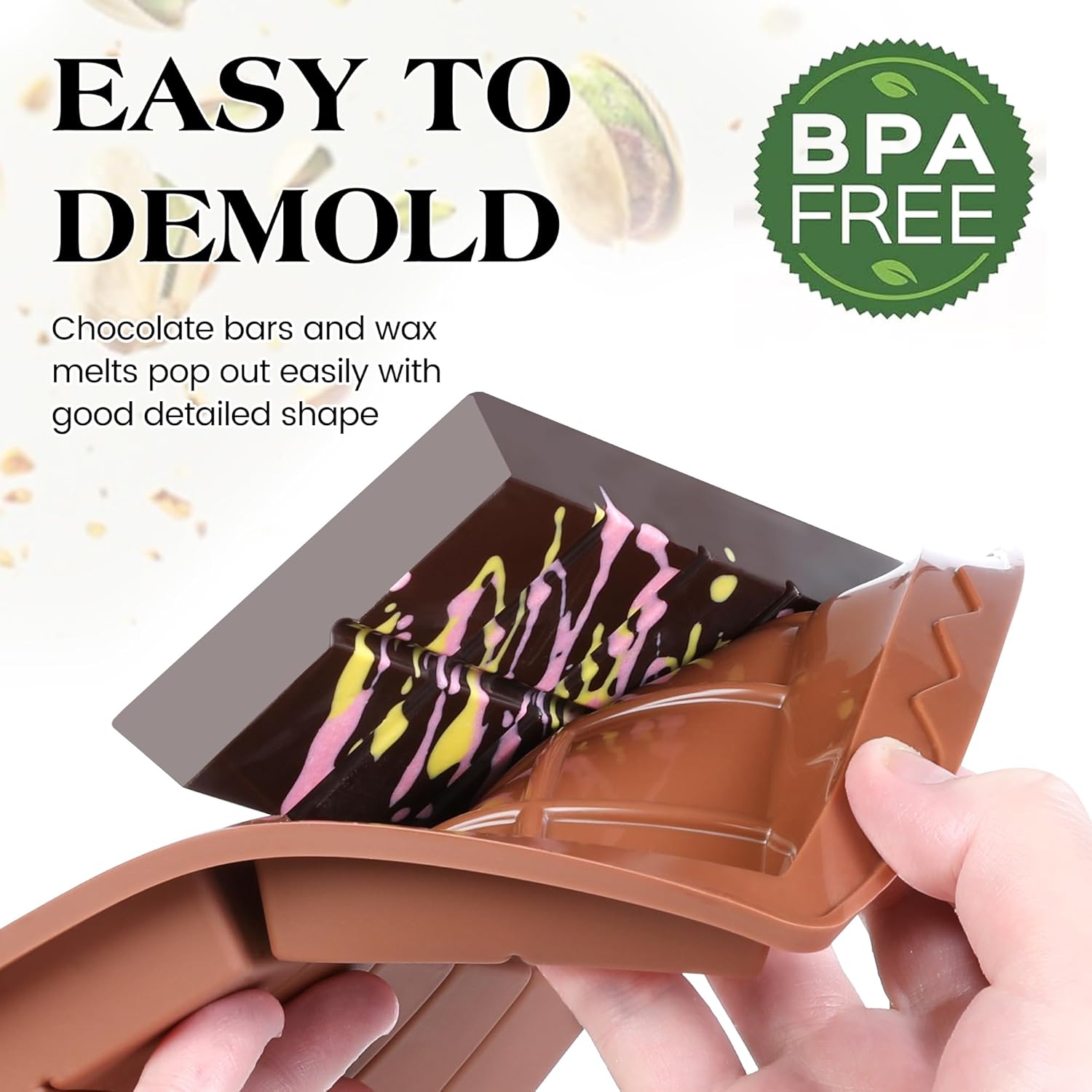 1 Pc Chocolate Bar Mold Deep Large Chocolate Molds Silicone Break Apart Thick Silicone Molds for Candy Bar, With 100 Pcs Bags and 1 Pc Scraper Set (10 Snap）