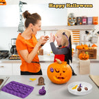Halloween Chocolate Mold Silicone,30 Cavity Candy Gummy Mold with Pumpkin Wizard Hat Bat Spider Tombstone for Baking Chocolate Jelly Gummy Dessert