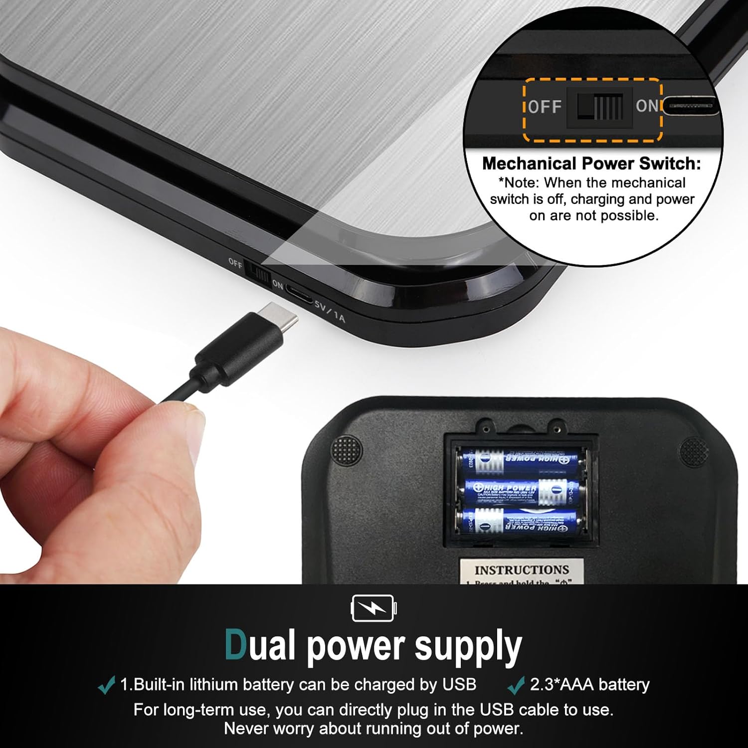 BOMATA IPX7 Waterproof Food Scale, 22lb/10kg, USB Rechargeable, Submersible, Ounces and Grams for Cooking Baking Weight Loss, 0.05oz/1g Precise Graduation, Wide Viewing Angle LCD, Stainless Steel