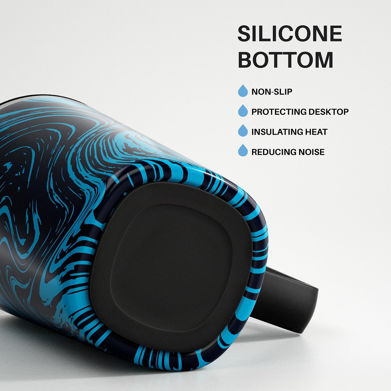 Ideus Vacuum Insulated Coffee Mug, 16oz Reusable Stainless Steel Thermal Double Walled cup with Handle and Slider Lid for Hot & Cold Beverages, BPA Free (Blue Zebra)