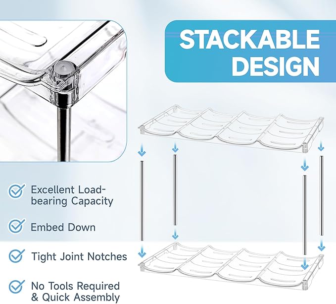 Larger Water Bottle Organizer for Stanley 40 oz Tumbler, Stackable Water Bottle Holder Rack for Cabinet, Kitchen Storage Organizer for for Stanley Cup Accessories, Tumbler Storage Holder，2 Pack