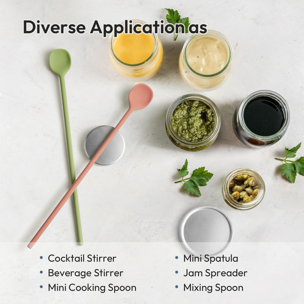 carrotez 9.9" Silicone coffee stirrer, Long Coffee Spoon, Reusable Iced Tea Spoon, Multipurpose Beverage Stirring Spoon - Green