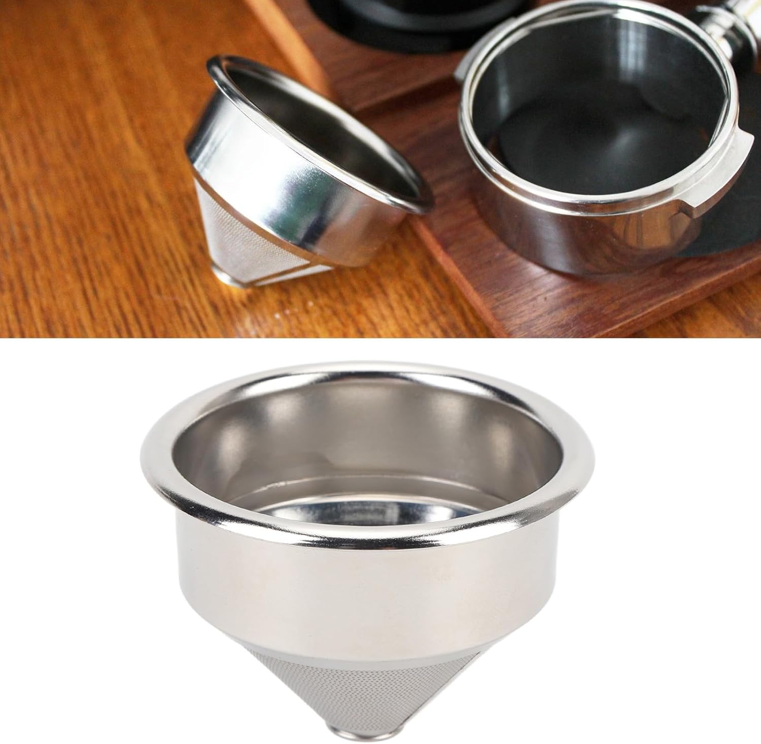 58mm High Extraction Filter Basket, Cone Shaped Precise Extraction Micro Sieve Filter Basket 304 Stainless Steel for Home, Coffee Shop Commercial Use