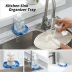 Silicone Bathroom Soap Dishes with Drain Spout-Bathroom and Kitchen Sink Organizer,Sponge Holder,Dish Soap Tray,Perfect for Dispenser,Scrubber,Bottle,Cup on Counter Lichen Blue 4.9"×3.2"