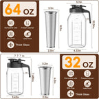 Cold Brew Coffee Maker Jar - 2 Pack 64 oz/32 oz Glass Cold Brew Maker with Handle, Stainless Steel Filter & Leak-Proof Lid, Heavy Duty Cold Brew Pitcher for Iced Coffee, Sun Tea, and Milk