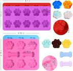 Dog Treat Molds, Dog Paw and Bone Shaped Silicone Molds，3 Packs Stainless Steel Cookie Cutter，for Chocolate, Candy, Jelly, Ice Cube, Dog Treats - Set of 11
