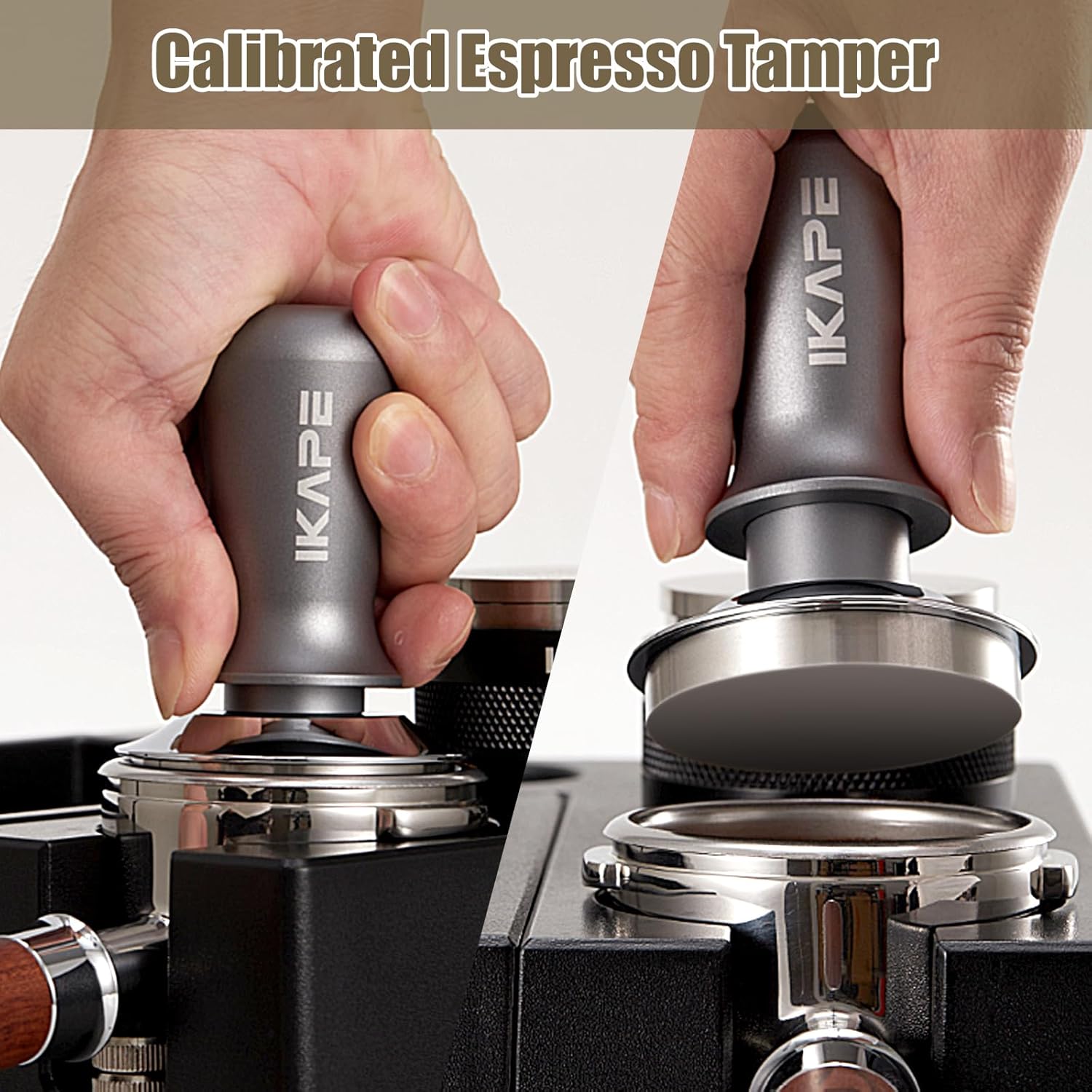 IKAPE 51MM Palm Espresso Tamper, Premium Barista Coffee Tamper with Calibrated Spring Loaded, 100% Flat Stainless Steel Base Tamper for Espresso Machine