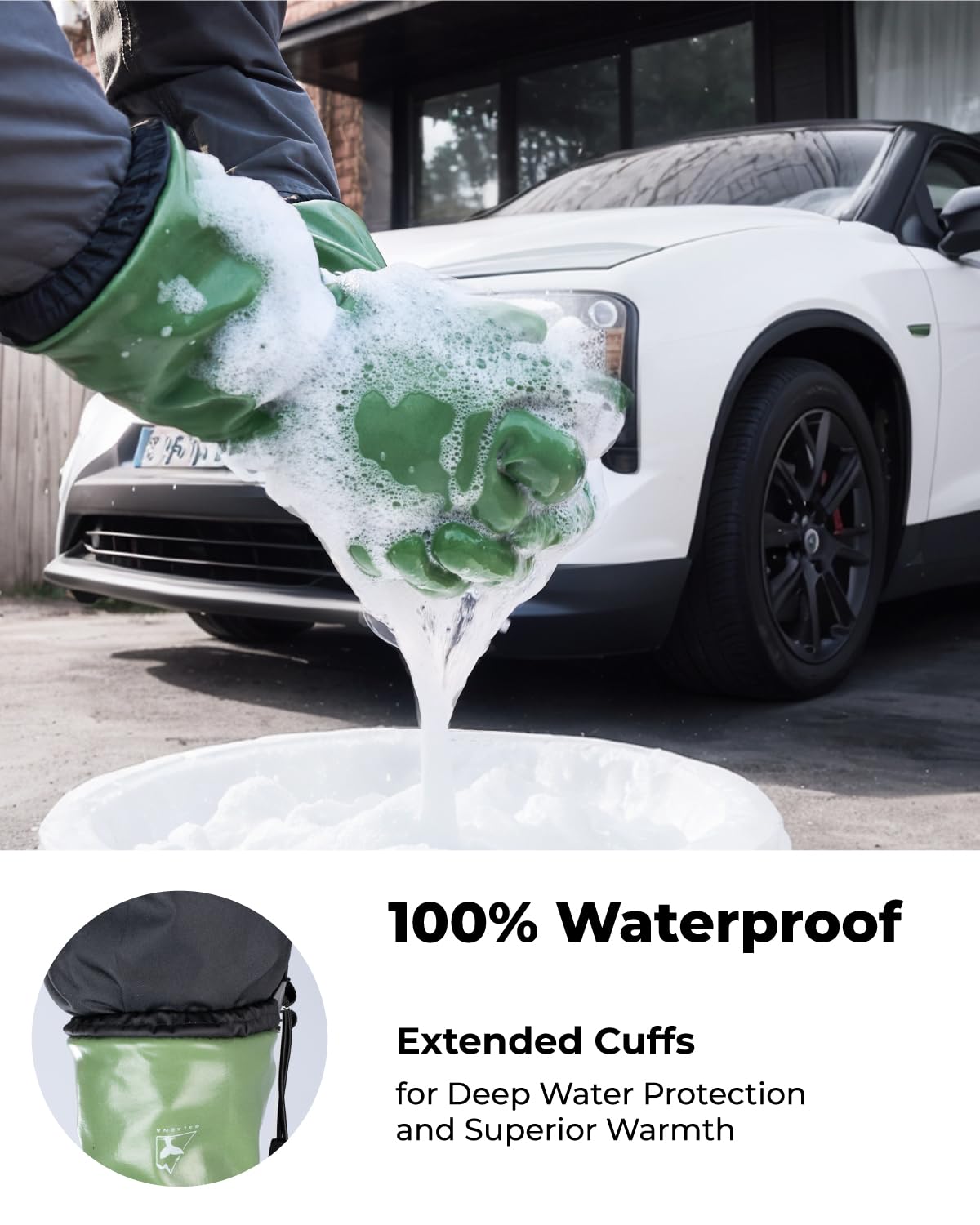 Waterproof Winter Gloves with Grip, Balaena Freezer Gloves for Light Duty Work & Outdoor Adventure, Hiking, Farming, Washing, Ice Fishing, Green, X-Large