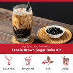 Fanale Brown Sugar Boba Tea Kit with Boba Pearls, US Boba Co Tapioca Pearl Made in USA 1 Pound, Brown sugar boba milk tea, Hand Crafted Brown Sugar Syrup 12 oz for Bubble Milk Tea Coffee Desserts