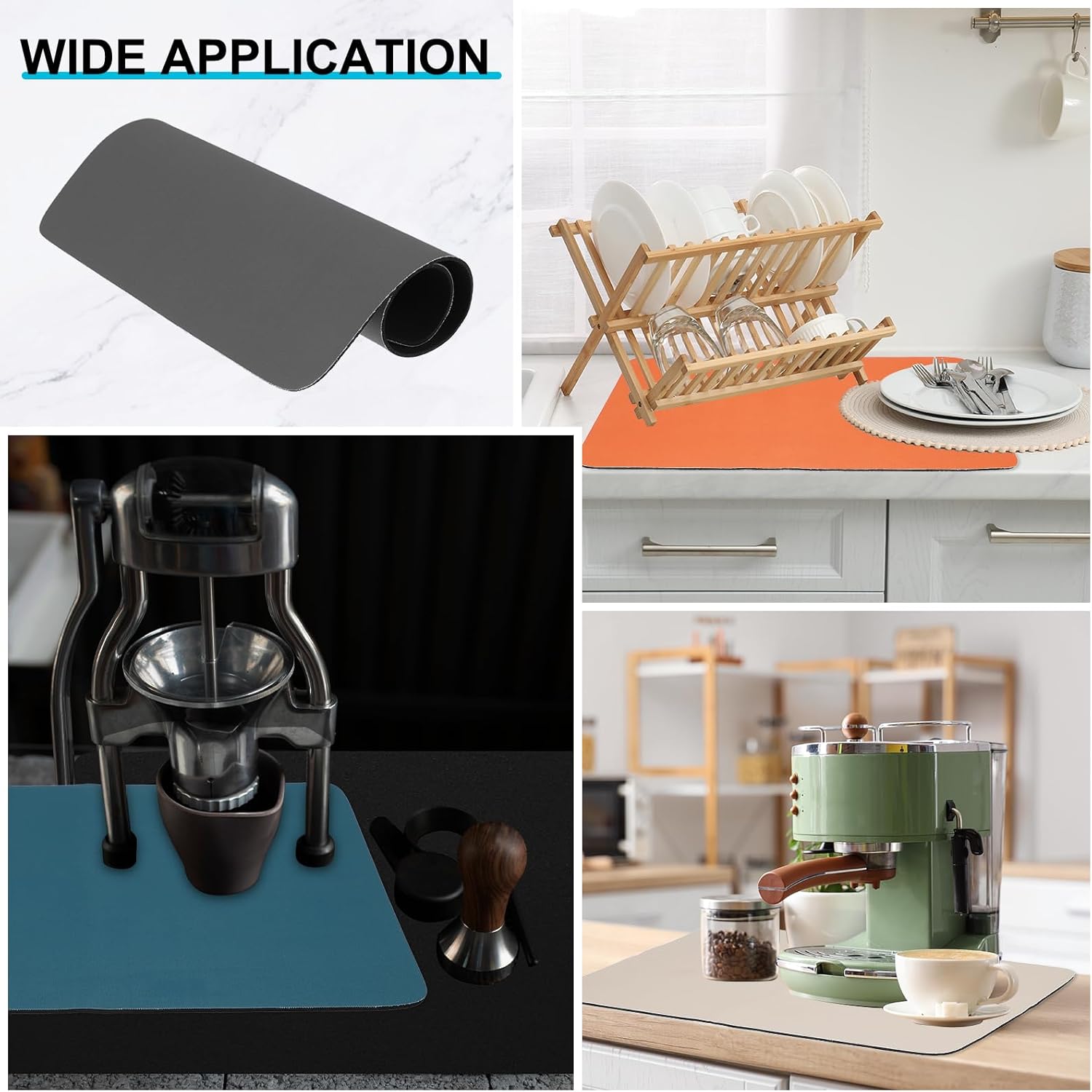 uxcell Silicone Mats for Kitchen Counter, 23.6" x 15.7" Non-Slip Countertop Protector Mat Heat Resistant Coffee Mat Waterproof Table Placemat, Dark Gray