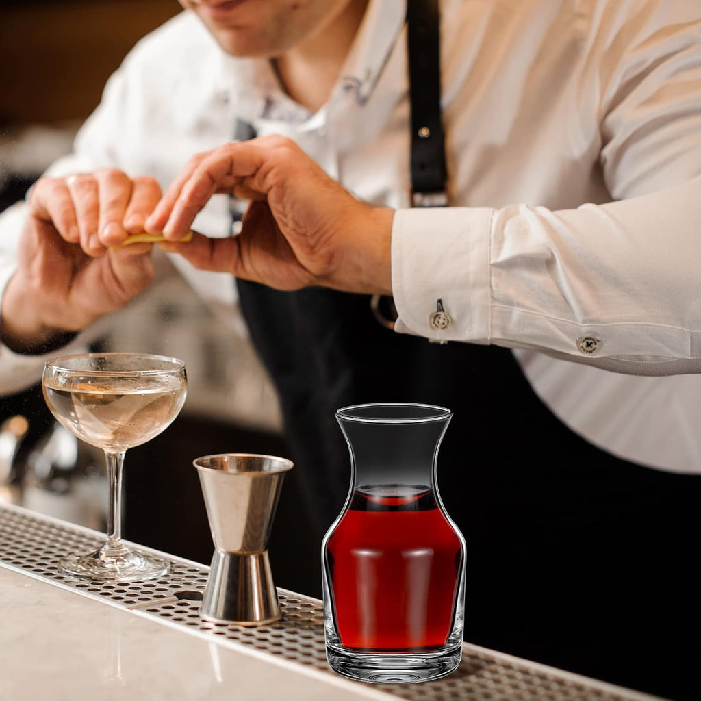 6 Pack Single Serving Wine Carafe Glass Small Mini Carafe Individual Wine Refill Decanter for Dinner Parties Tastings Bars Restaurants (7.7 oz)