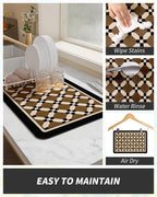 AMOAMI Coffee Mat Hide Stain Rubber Backed Absorbent Dish Drying Mat for Kitchen Counter - Fits Under Coffee Maker or Machine - PEANUT 17x31.5
