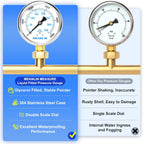 MEANLIN MEASURE 0~5000Psi Liquid Filled Pressure Gauge 1/4" NPT 2.5" FACE DIAL Stainless Steel Glycerin Filled WOG Water Oil Air Lower Mount (with 2PCS Snaps)