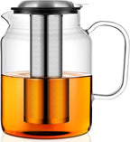 Aquach 85oz Glass Teapot with Stainless Steel Removable Infuser, Stovetop & Dishwasher Safe, Ideal for Brewing Loose Leaf & Blooming Tea