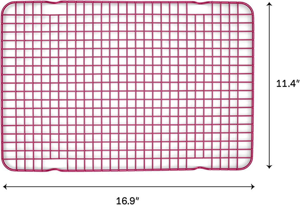 Great Jones Big Chill Wire Cooling Rack (Raspberry) – 16.25" × 11.25" Heavy-Weight Aluminized Steel,Nonstick Baking Rack – Oven Safe 450 °F, Bacon & Cookie Cooling Rack – Fits Half Sheet Pans