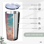 Paris Eiffel Tower Tumbler with Lid and Straw 20oz Coffee Tumblers Leakproof Stainless Steel Travel Mug Vacuum Insulated Cup for Iced and Hot