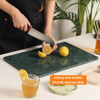 Green Marble Cutting Board, Marble Slab Pastry Board 12x20 Inch With Non-Slip Feet For Baking, Cheese, Charcuterie, Chocolate