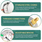 -30inHG-0PSI Stainless Steel Liquid Filled Pressure Gauge, 2.5" Dial Size, 1/8" NPT Back Mount, for Tube, Water Pump, Gas, Liquid, Pressure Test (with Range Mark Pointer)