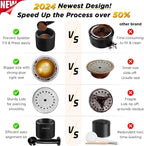 CAPMESSO Reusable Vertuo Pod Refill Kit, Faster Seal Reusable Nespresso Vertuo Pods with Fill & Press Brush,100pcs Aluminum Foil Lids for Refillable Nespresso Pods Vertuo