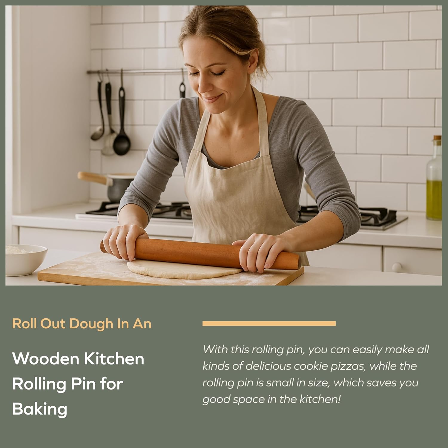 Muso Wood Sapele Wooden French Rolling Pin for Baking, Tapered Roller for Fondant, Pie Crust, Cookie, Pastry (French 17.5inch)