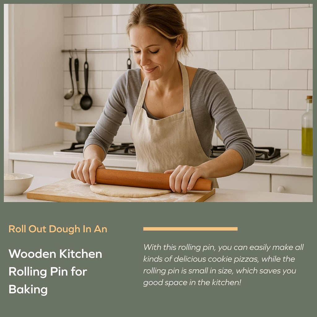 Muso Wood Sapele Wooden French Rolling Pin for Baking, Tapered Roller for Fondant, Pie Crust, Cookie, Pastry (French 15-3/4inch)