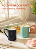 Sweese Coffee Mug, Porcelain 11 Oz Coffee Mugs Set of 6, Ceramic Coffee Cups with Handle for Coffee, Tea, Cocoa and Mulled Drinks - Multicolor, Cool Assorted Colors