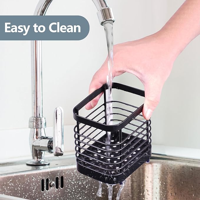 Utensil Holder, Stainless Steel Utensil Drying Rack for Kitchen Counter, Silverware Cutlery Flatware Holder Forks, Knives, Spoons, Chopsticks Organizer (Black)