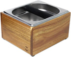 Acacia Wood Espresso Knock Box, Large Capacity with Stainless Steel Interior, Silicone Knock Bar, Anti-Slip Base, Noise-Reducing & Shock-Absorbing Design, Removable for Easy Cleaning