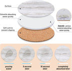 Caffox Coasters Set of 10, Absorbent Drink Coasters with Holder, Marble Style Ceramic Coaster for Wooden Table, Home Decor, 4 Inches(Griege)